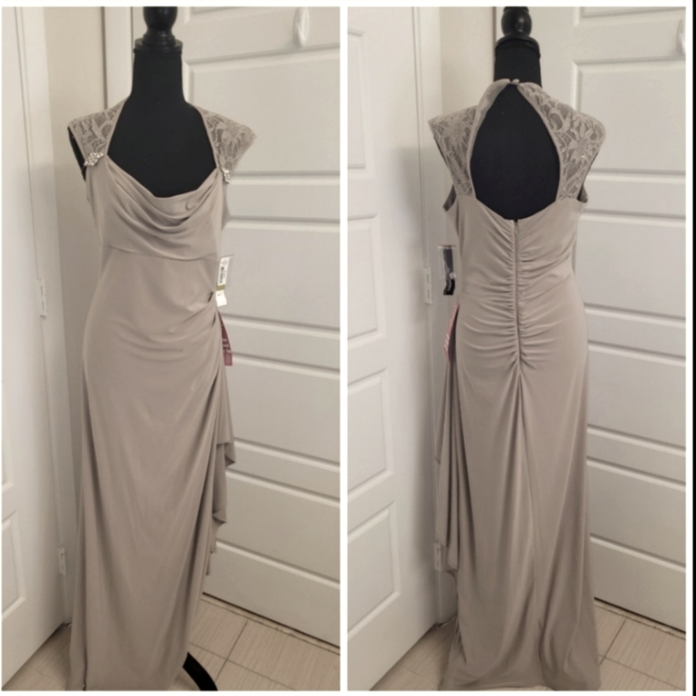 R&M Richards size 14 taupe dress